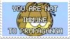 "YOU ARE NOT IMMUNE TO PROPAGANDA" Garfield stamp