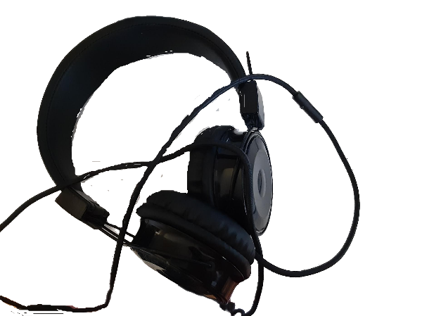 black headphones with cord
